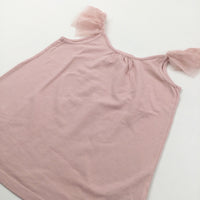 Peach Vest Top with Net Sleeves - Girls 8-9 Years