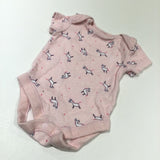 Unicorns Pink Mottled Short Sleeve Bodysuit - Girls 0-3 Months
