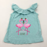'Summer Love' Flamingoes Pale Blue T-Shirt - Girls 5-6 Years