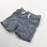 Blue & White Striped Lightweight Cotton Shorts - Boys/Girls 0-3 Months