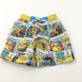 Minions Yellow, Blue & White Swimming Trunks - Boys 2-3 Years