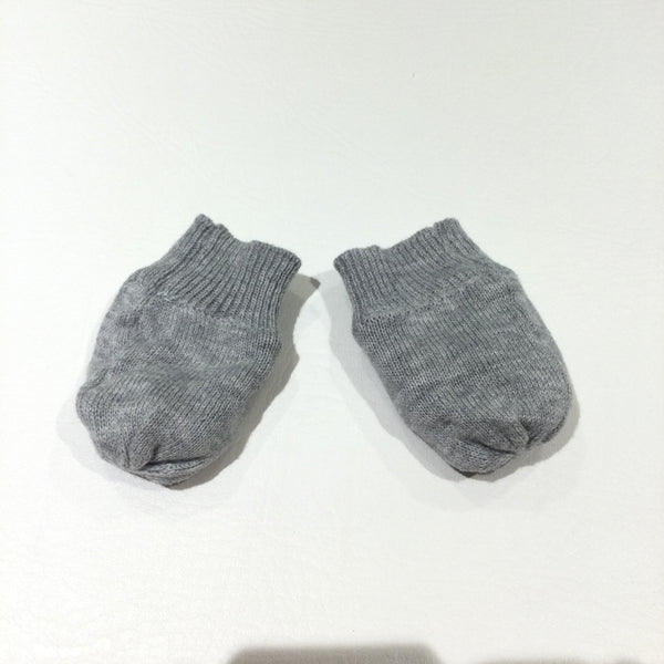 Grey Knitted Fleece Lined Mittens - Boys Newborn