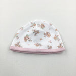 Flowers Pink & White Jersey Hat - Girls Newborn