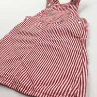 Striped Denim Red & White Dungaree Dress - Girls 12-18 Months