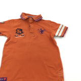Embroidered Badges Burnt Orange Polo Shirts - Boys 7 Years