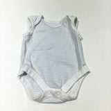 Blue & White Striped Short Sleeve Bodysuit - Boys Newborn