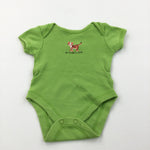 'My Favourite Tiger' Green Short Sleeve Bodysuit - Boys Newborn