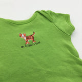 'My Favourite Tiger' Green Short Sleeve Bodysuit - Boys Newborn