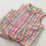 Colourful Checked Tie Front Cotton Blouse - Girls 2-3 Years