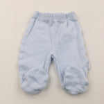 Blue & White Striped Leggings with Enclosed Feet - Boys Newborn