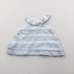 Blue & White Striped Knotted Jersey Hat - Boys Newborn