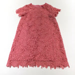 Pink Crocheted Lined Cotton Dress - Girls 5-6 Years