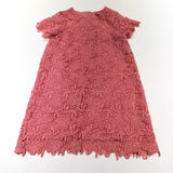Pink Crocheted Lined Cotton Dress - Girls 5-6 Years