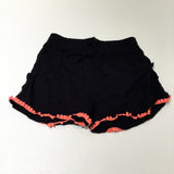 Black Lightweight Jersey Shorts with Pink Frilly Hem - Girls 5-6 Years
