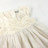 Fluffy Top with Bow Detail Cream Dress - Girls 2-3 Years