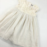 Fluffy Top with Bow Detail Cream Dress - Girls 2-3 Years