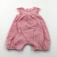 Pink Jersey Romper with Broderie Sleeves - Girls 0-3 Months