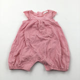 Pink Jersey Romper with Broderie Sleeves - Girls 0-3 Months