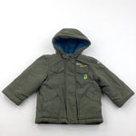 'I Saw You In Our Forest' Green Hooded Coat - Boys 18-24 Months