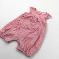 Pink Jersey Romper with Broderie Sleeves - Girls 0-3 Months