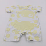 Duck Pale Yellow & White Jersey Short Romper - Boys 0-3 Months