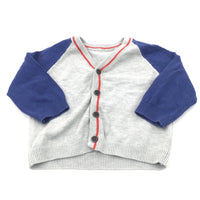 Grey & Blue Lightweight Knitted Cardigan - Boys 3-6 Months