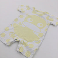 Duck Pale Yellow & White Jersey Short Romper - Boys 0-3 Months