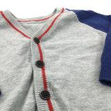 Grey & Blue Lightweight Knitted Cardigan - Boys 3-6 Months
