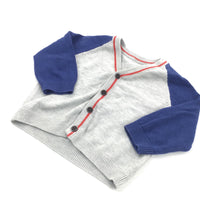 Grey & Blue Lightweight Knitted Cardigan - Boys 3-6 Months