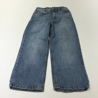 Light Blue Denim Jeans with Adjustable Waistband - Girls 5-6 Years