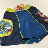 Miles From Tomorrowland Navy, Yellow & Blue Swimming Shorts - Boys 2-3 Years