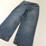 Light Blue Denim Jeans with Adjustable Waistband - Girls 5-6 Years