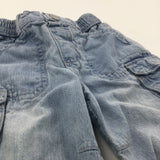 Pale Blue Denim Cargo Jeans - Boys 3-6 Months