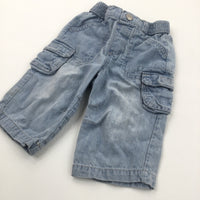 Pale Blue Denim Cargo Jeans - Boys 3-6 Months