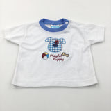 'Playful Puppy' White & Blue T-Shirt - Boys 3-6 Months