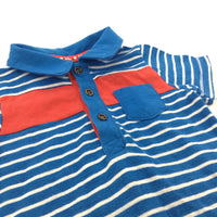 Blue, White & Red Jersey Romper - Boys 3-6 Months