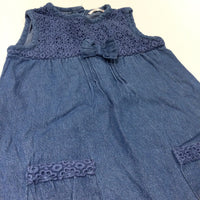 Blue Broderie Detail Lightweight Denim Dress - Girls 18-24 Months