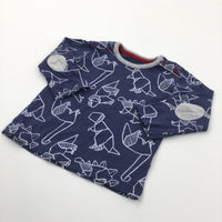 Dinosaurs Navy & White Long Sleeve Top - Boys 3-6 Months