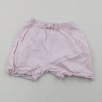 Pale Pink Lightweight Jersey Shorts with Frilly Hems - Girls 0-3 Months