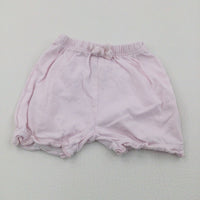 Pale Pink Lightweight Jersey Shorts with Frilly Hems - Girls 0-3 Months