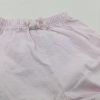 Pale Pink Lightweight Jersey Shorts with Frilly Hems - Girls 0-3 Months