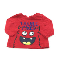'Trouble Maker' Monster Red Long Sleeve Top - Boys 0-3 Months