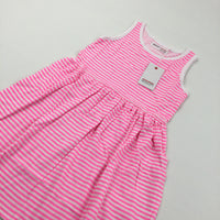 **NEW** Pink & White Striped Jersey Sun Dress - Girls 7-8 Years