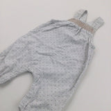 Spotty Grey Lightweight Cotton Dungarees - Girls 0-3 Months