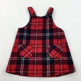 Checked Red White & Black Pinafore Dress - Girls 18-23 Months