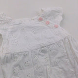 Broderie Flowers White Cotton Blouse - Girls 0-3 Months