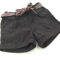 Flowery Fabric Belt Black & Purple Thick Polyester Shorts - Girls 3-4 Years
