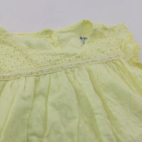 Broderie Detail Yellow Cotton Sun Dress - Girls 0-3 Months