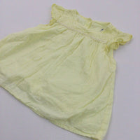 Broderie Detail Yellow Cotton Sun Dress - Girls 0-3 Months