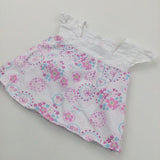 Flowers Pink, Blue & White Cotton Blouse - Girls 0-3 Months